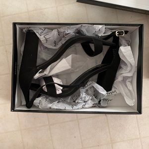 Lulus Taylor Black Suede Ankle Strap Heels